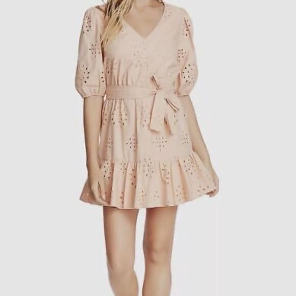 1.State eyelet embroidered puff sleeve dress - Picture 1 of 6